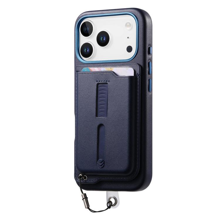 For iPhone 17 Pro Detachable Magnetic Card Bag Phone Case with Finger Ring Grip & Anti-loss Rope