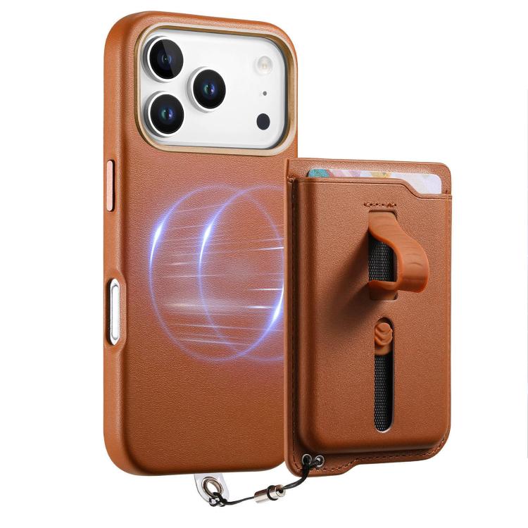 For iPhone 17 Pro Max Detachable Magnetic Card Bag Phone Case with Finger Ring Grip & Anti-loss Rope