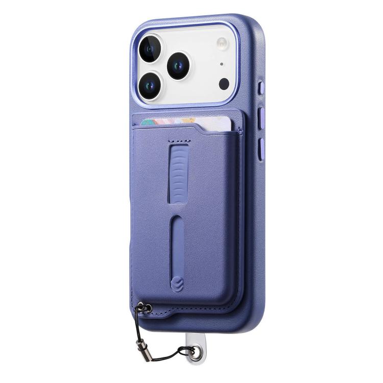 For iPhone 17 Pro Max Detachable Magnetic Card Bag Phone Case with Finger Ring Grip & Anti-loss Rope