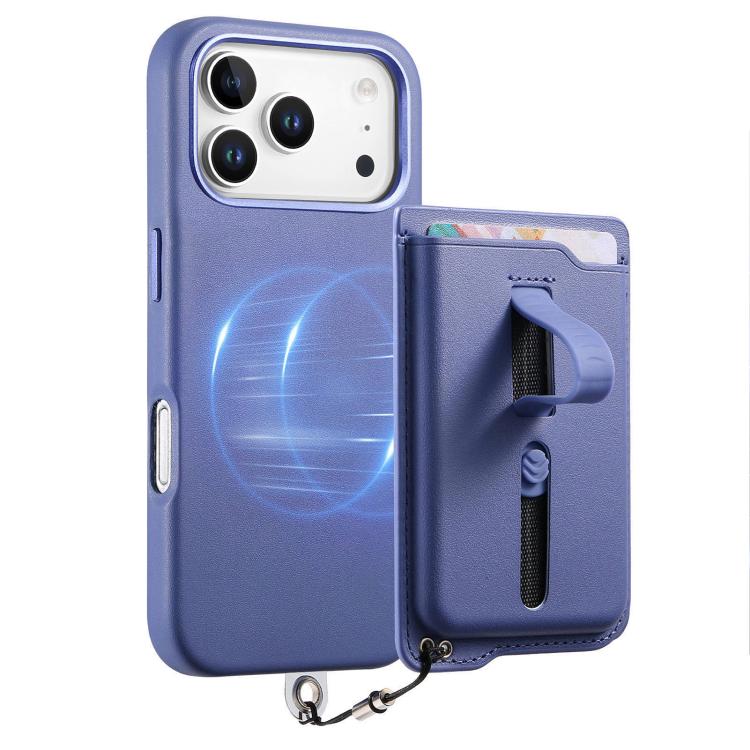 For iPhone 17 Pro Max Detachable Magnetic Card Bag Phone Case with Finger Ring Grip & Anti-loss Rope