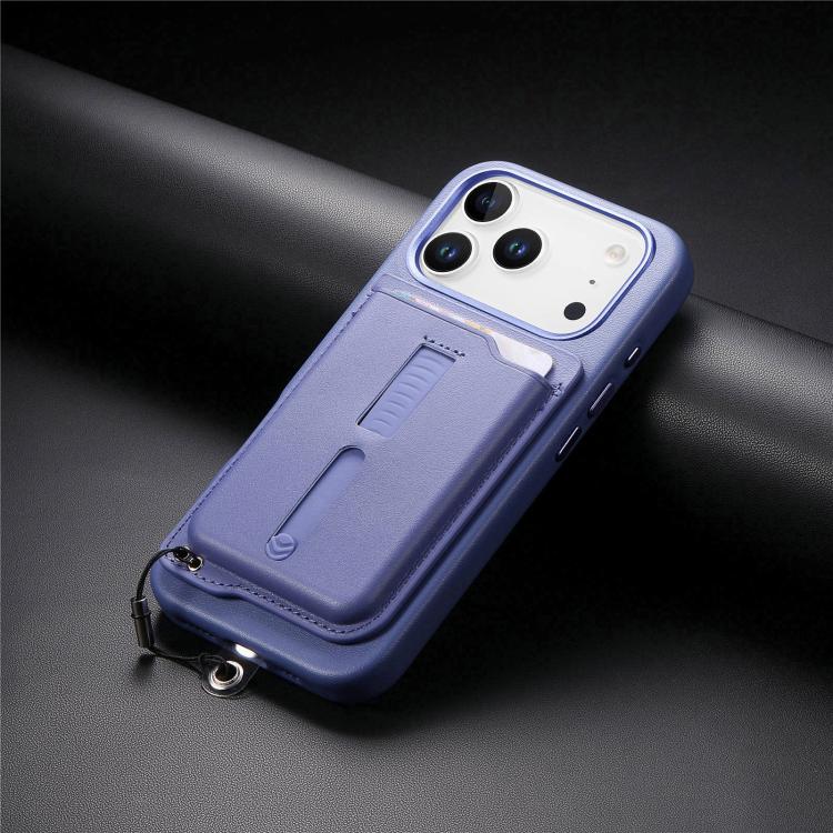 For iPhone 17 Pro Max Detachable Magnetic Card Bag Phone Case with Finger Ring Grip & Anti-loss Rope