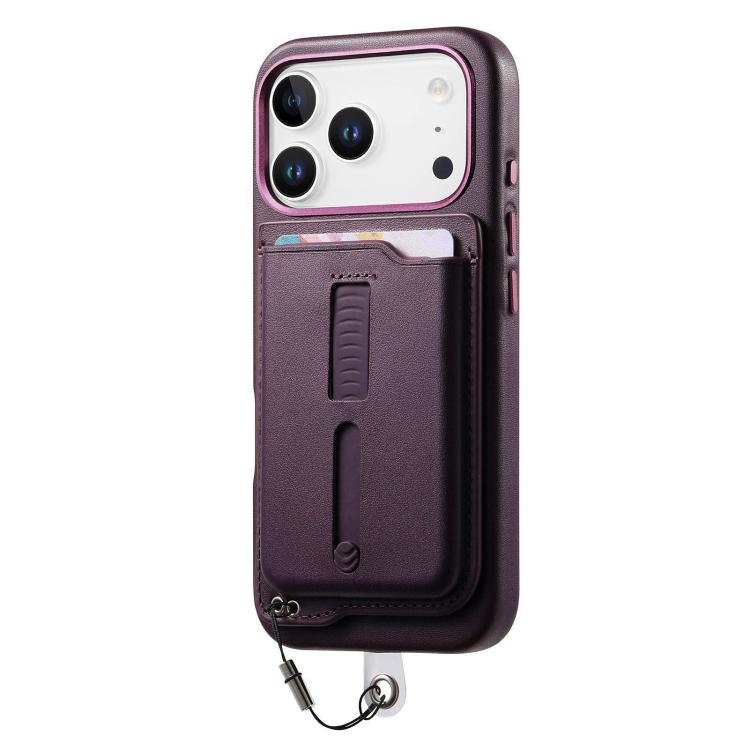 For iPhone 17 Pro Max Detachable Magnetic Card Bag Phone Case with Finger Ring Grip & Anti-loss Rope