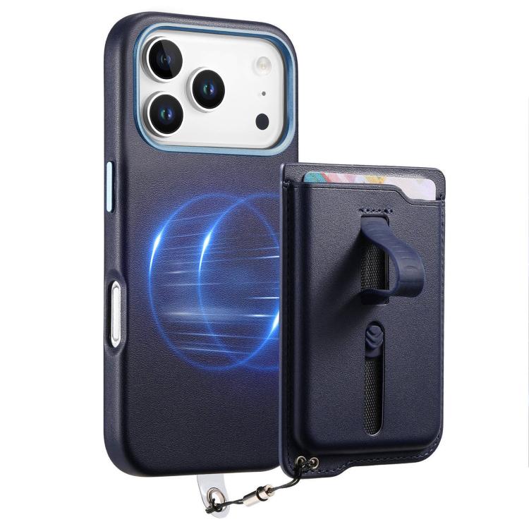 For iPhone 17 Pro Max Detachable Magnetic Card Bag Phone Case with Finger Ring Grip & Anti-loss Rope