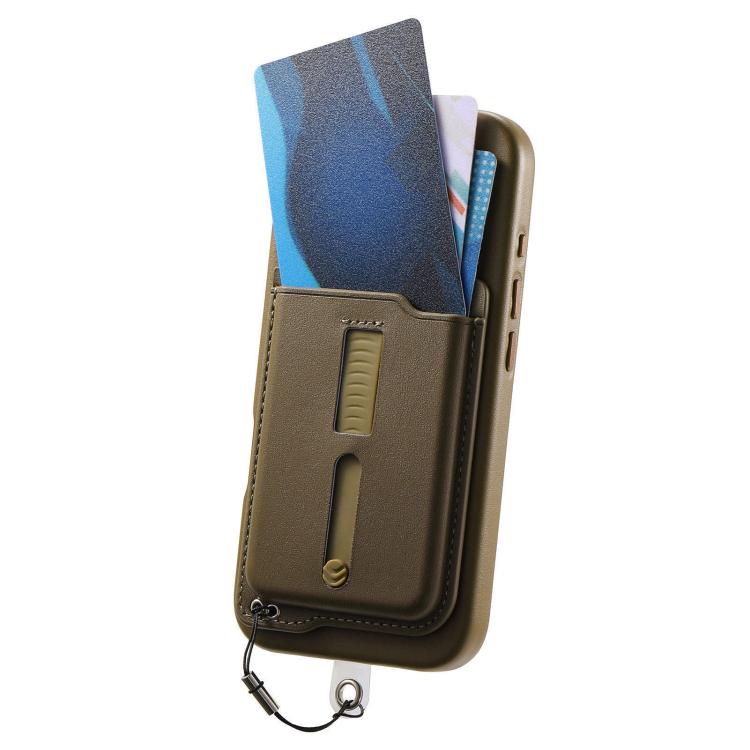 For iPhone 17 Pro Max Detachable Magnetic Card Bag Phone Case with Finger Ring Grip & Anti-loss Rope