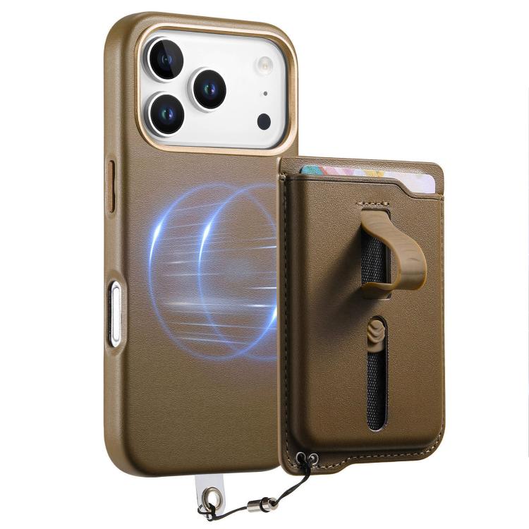 For iPhone 17 Pro Max Detachable Magnetic Card Bag Phone Case with Finger Ring Grip & Anti-loss Rope