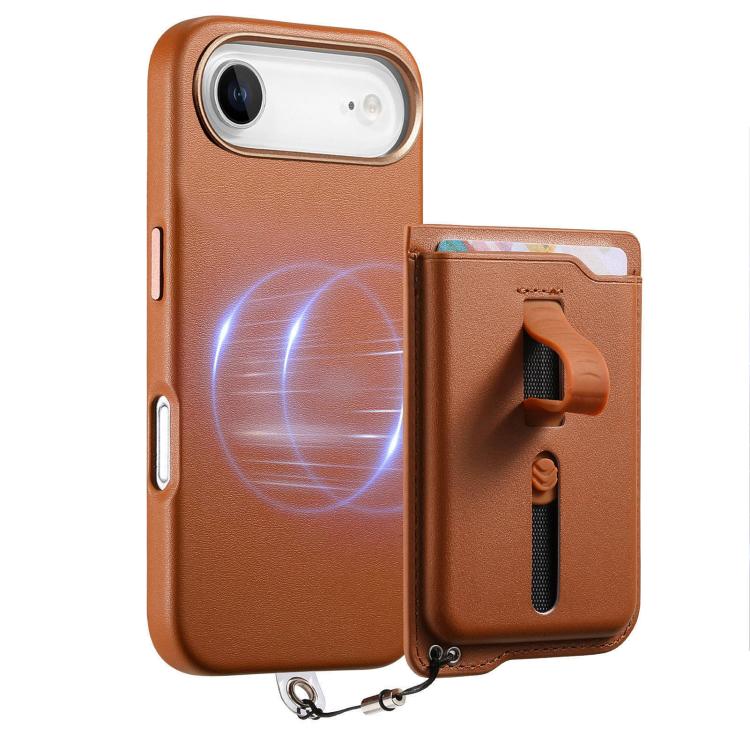 For iPhone Air Detachable Magnetic Card Bag Phone Case with Finger Ring Grip & Anti-loss Rope