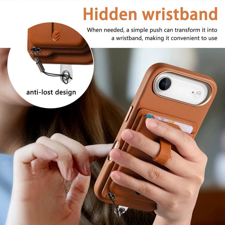 For iPhone Air Detachable Magnetic Card Bag Phone Case with Finger Ring Grip & Anti-loss Rope