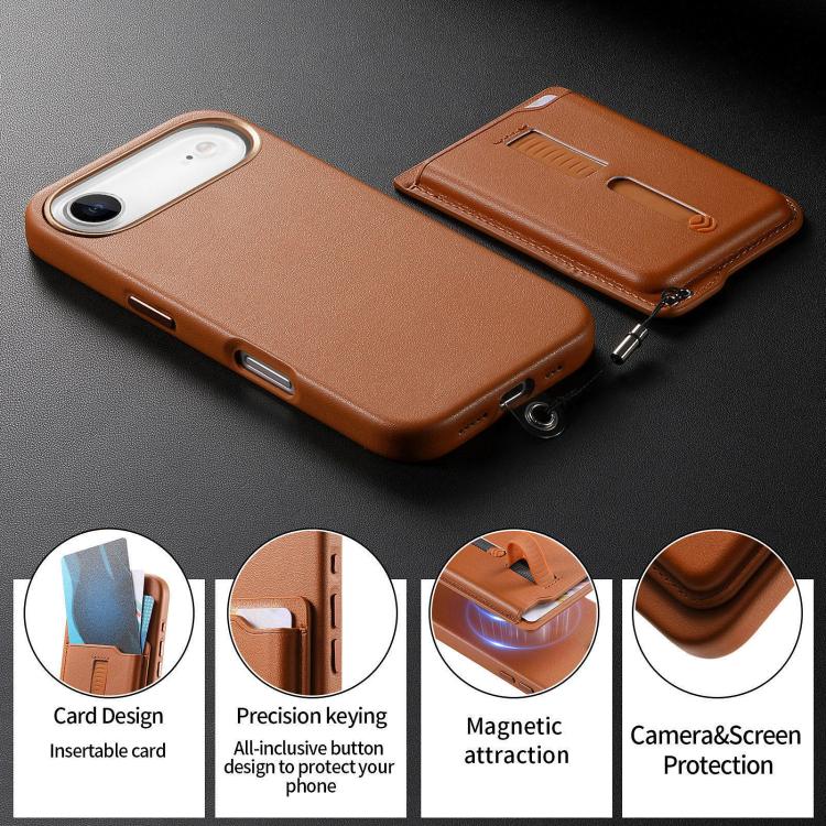For iPhone Air Detachable Magnetic Card Bag Phone Case with Finger Ring Grip & Anti-loss Rope