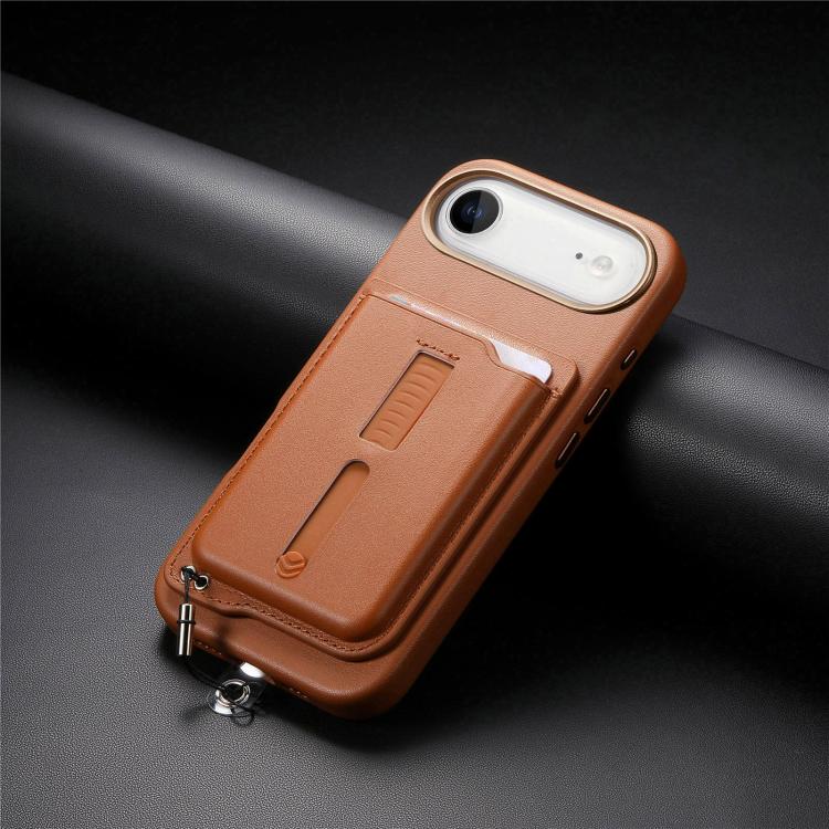 For iPhone Air Detachable Magnetic Card Bag Phone Case with Finger Ring Grip & Anti-loss Rope