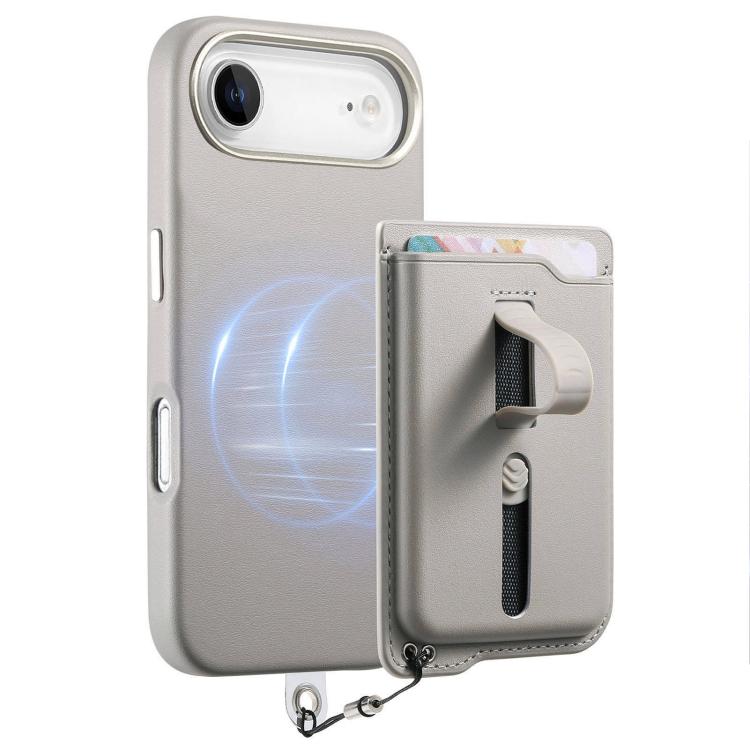 For iPhone Air Detachable Magnetic Card Bag Phone Case with Finger Ring Grip & Anti-loss Rope