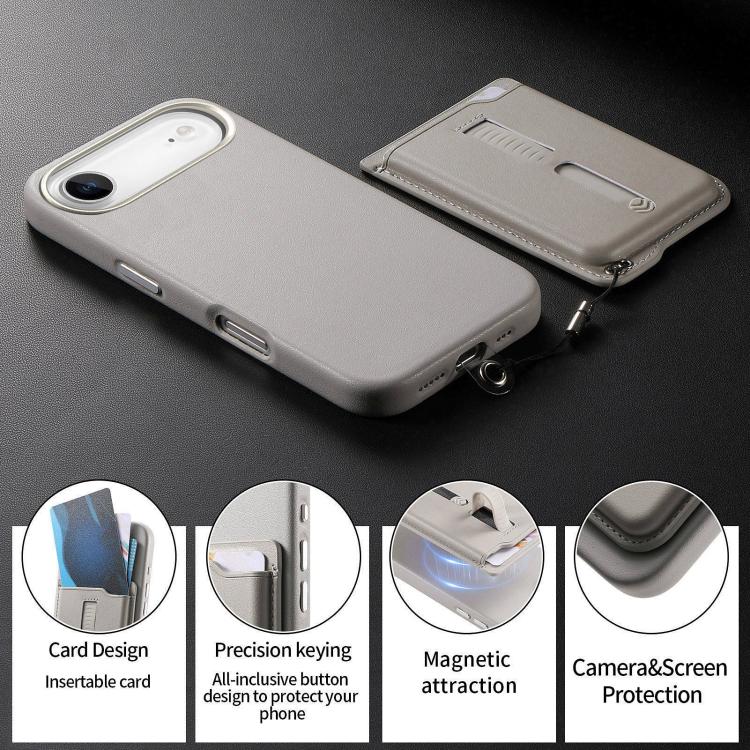 For iPhone Air Detachable Magnetic Card Bag Phone Case with Finger Ring Grip & Anti-loss Rope
