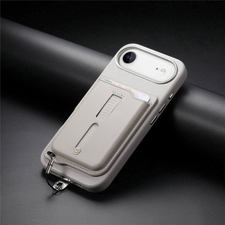 For iPhone Air Detachable Magnetic Card Bag Phone Case with Finger Ring Grip & Anti-loss Rope