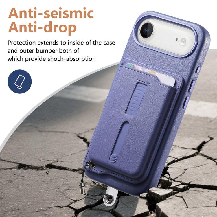 For iPhone Air Detachable Magnetic Card Bag Phone Case with Finger Ring Grip & Anti-loss Rope