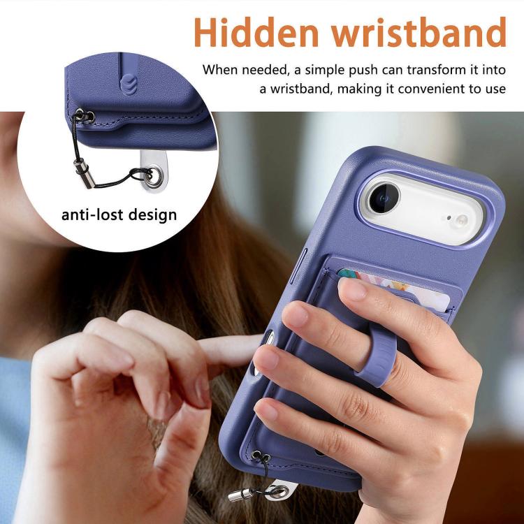 For iPhone Air Detachable Magnetic Card Bag Phone Case with Finger Ring Grip & Anti-loss Rope