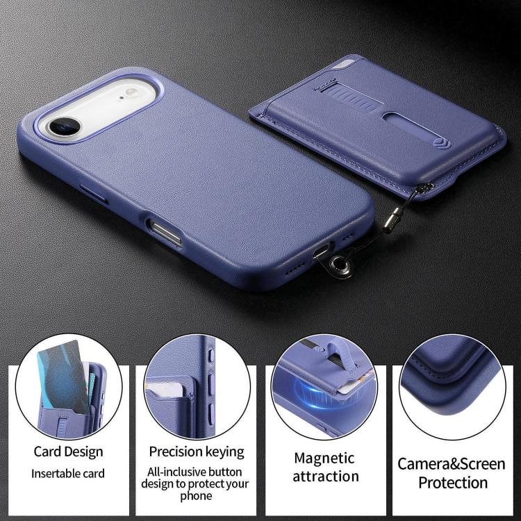 For iPhone Air Detachable Magnetic Card Bag Phone Case with Finger Ring Grip & Anti-loss Rope