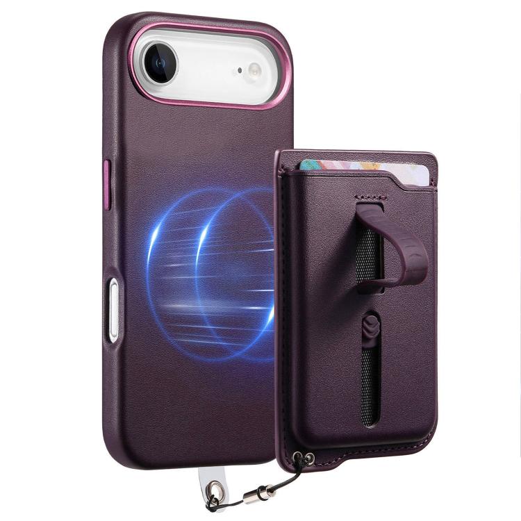 For iPhone Air Detachable Magnetic Card Bag Phone Case with Finger Ring Grip & Anti-loss Rope