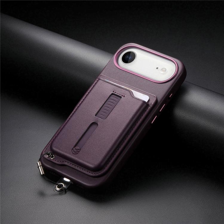 For iPhone Air Detachable Magnetic Card Bag Phone Case with Finger Ring Grip & Anti-loss Rope