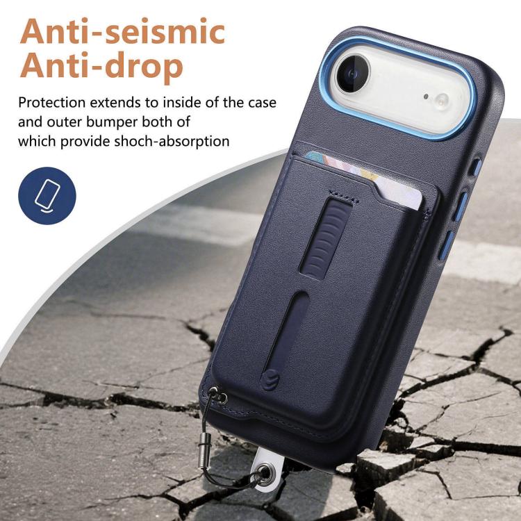 For iPhone Air Detachable Magnetic Card Bag Phone Case with Finger Ring Grip & Anti-loss Rope