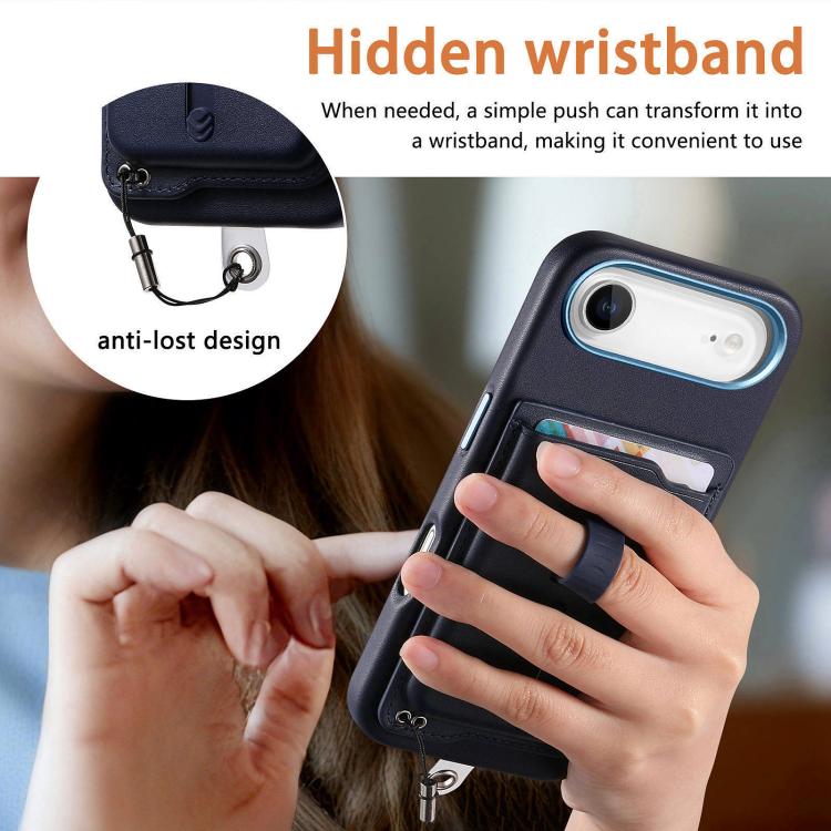 For iPhone Air Detachable Magnetic Card Bag Phone Case with Finger Ring Grip & Anti-loss Rope
