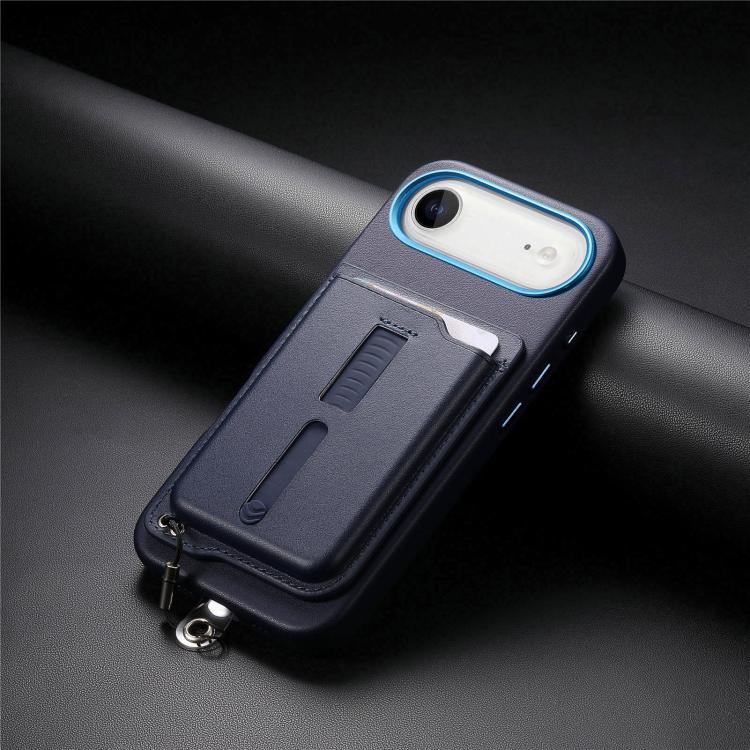 For iPhone Air Detachable Magnetic Card Bag Phone Case with Finger Ring Grip & Anti-loss Rope