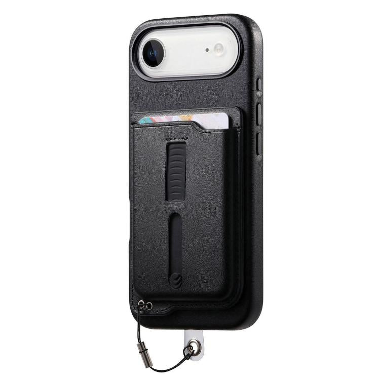 For iPhone Air Detachable Magnetic Card Bag Phone Case with Finger Ring Grip & Anti-loss Rope