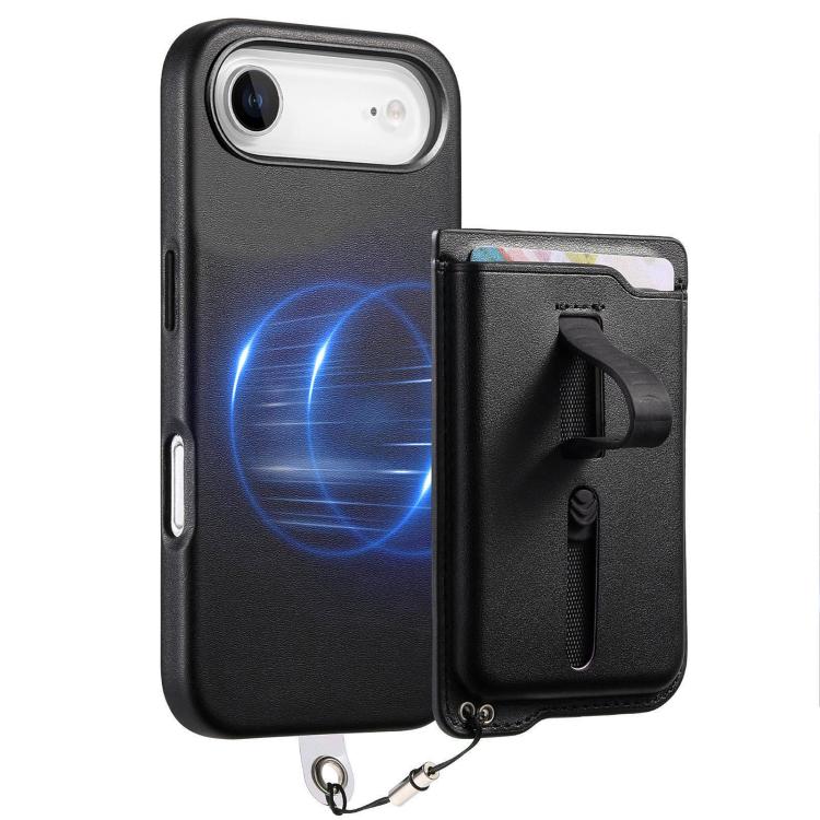 For iPhone Air Detachable Magnetic Card Bag Phone Case with Finger Ring Grip & Anti-loss Rope