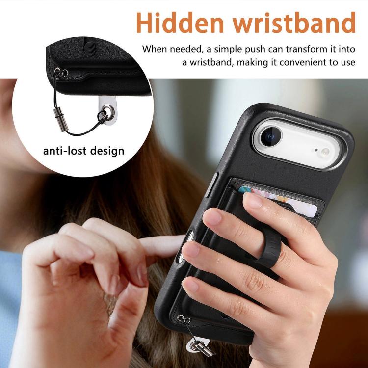 For iPhone Air Detachable Magnetic Card Bag Phone Case with Finger Ring Grip & Anti-loss Rope