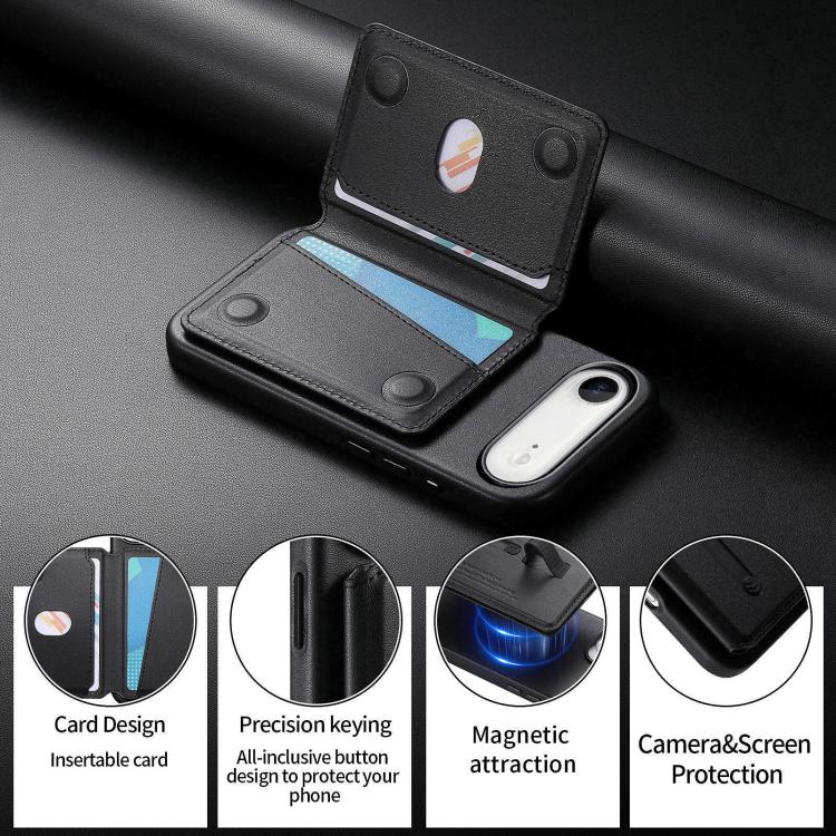 For iPhone Air Detachable Magnetic Card Bag Phone Case with Finger Ring Grip & Anti-loss Rope