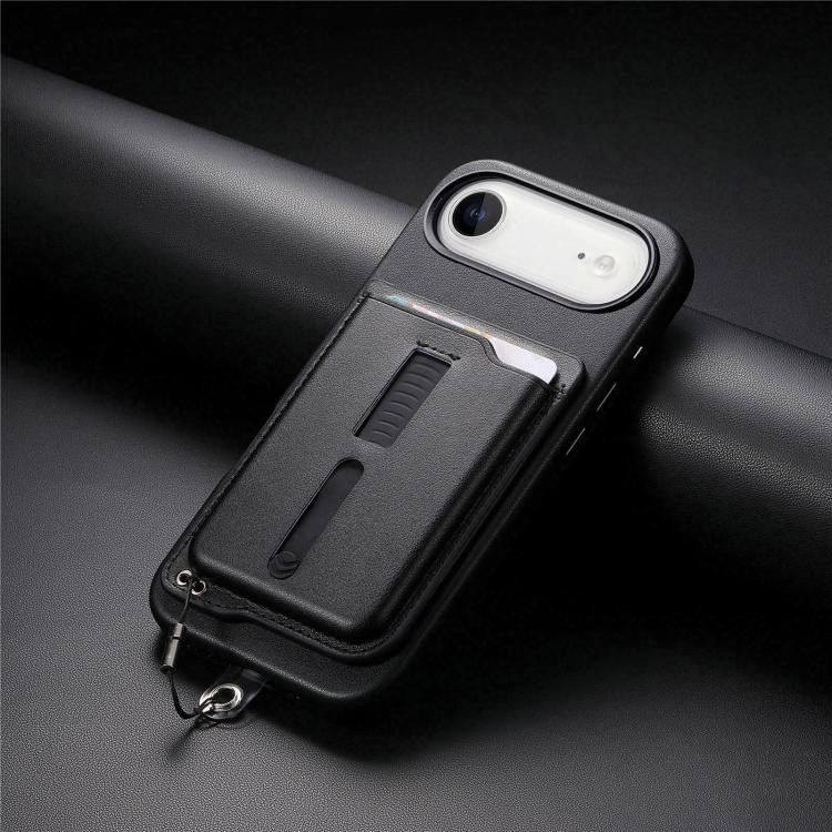 For iPhone Air Detachable Magnetic Card Bag Phone Case with Finger Ring Grip & Anti-loss Rope