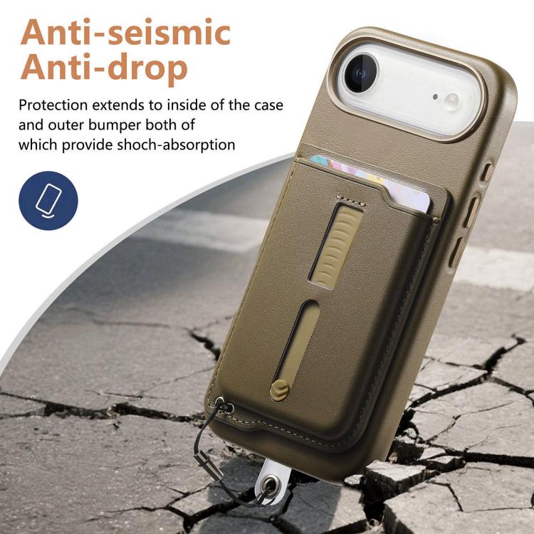 For iPhone Air Detachable Magnetic Card Bag Phone Case with Finger Ring Grip & Anti-loss Rope