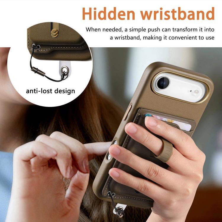 For iPhone Air Detachable Magnetic Card Bag Phone Case with Finger Ring Grip & Anti-loss Rope