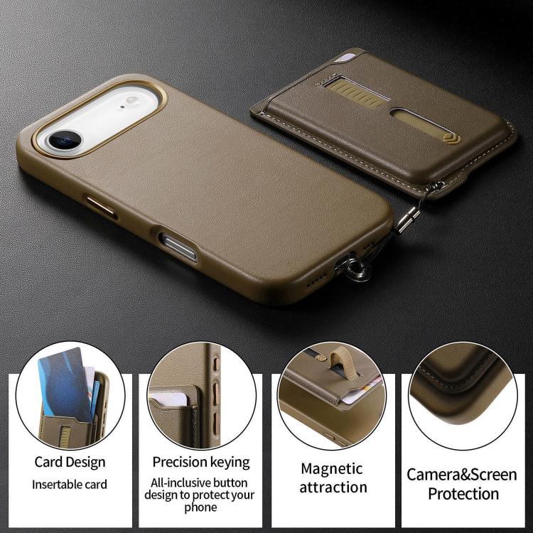 For iPhone Air Detachable Magnetic Card Bag Phone Case with Finger Ring Grip & Anti-loss Rope