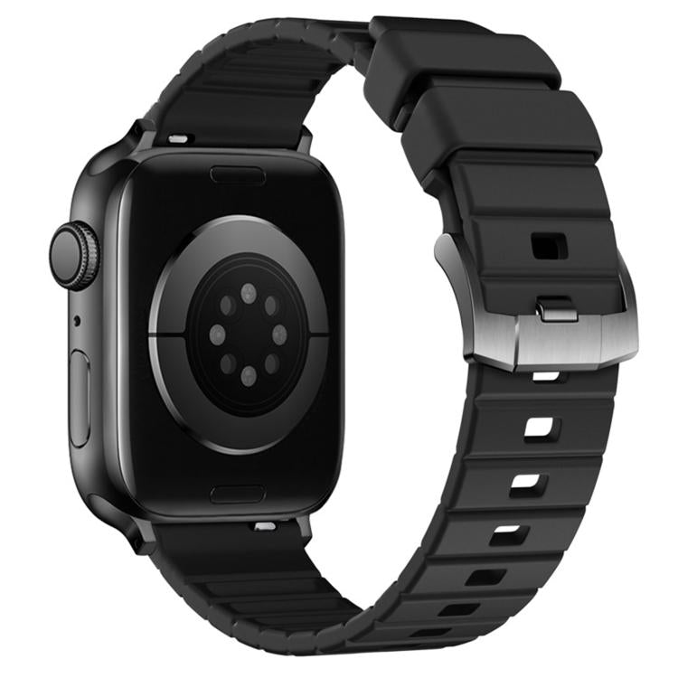 For Apple Watch 46mm / 49mm / 45mm / 44mm Stairs Texture Solid Color Fluororubber Watch Band