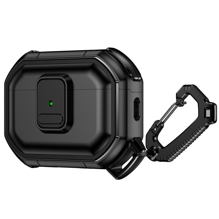 For AirPods Pro 2 Snap-Lock Shockproof PC Headphone Cover with Carabiner