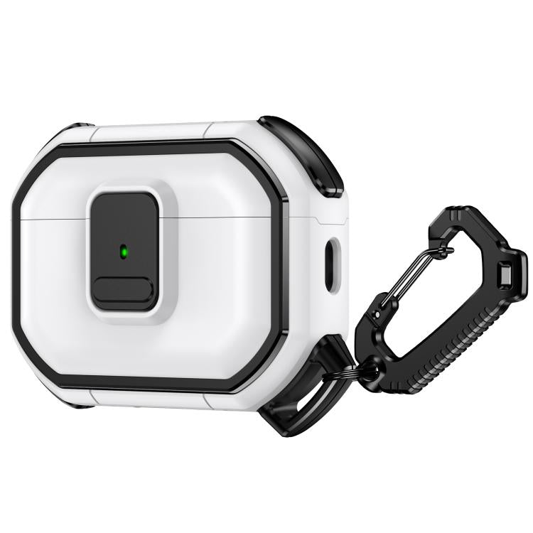 For AirPods Pro 2 Snap-Lock Shockproof PC Headphone Cover with Carabiner