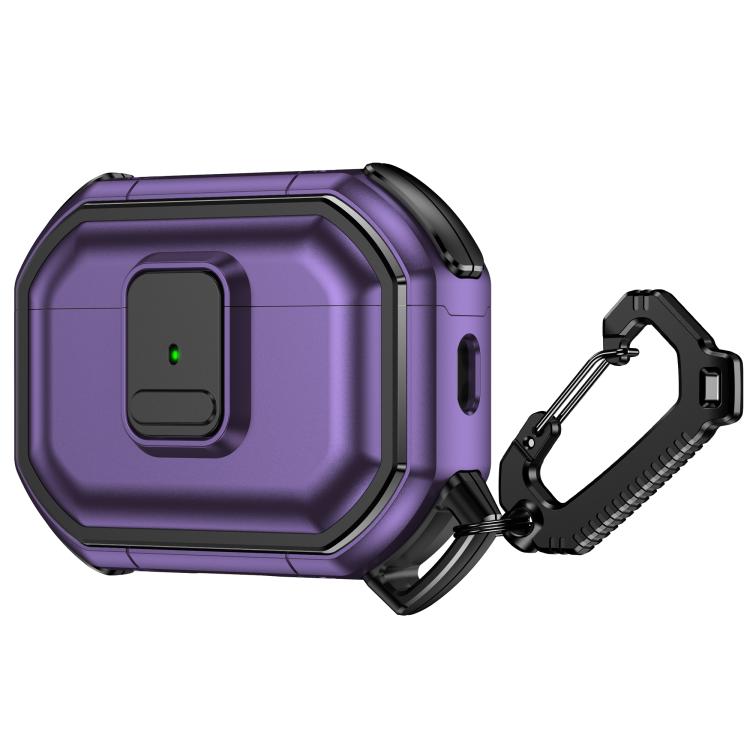 For AirPods Pro 2 Snap-Lock Shockproof PC Headphone Cover with Carabiner