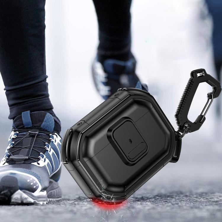 For AirPods Pro 2 Snap-Lock Shockproof PC Headphone Cover with Carabiner