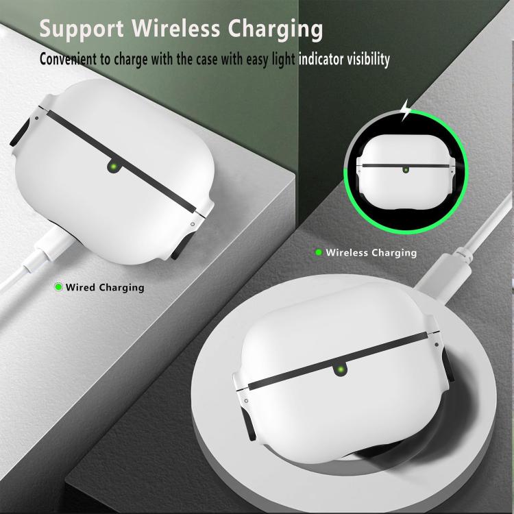 For AirPods Pro 2 Bilateral Spring Action Switch PC Earphone Protective Cover with Carabiner
