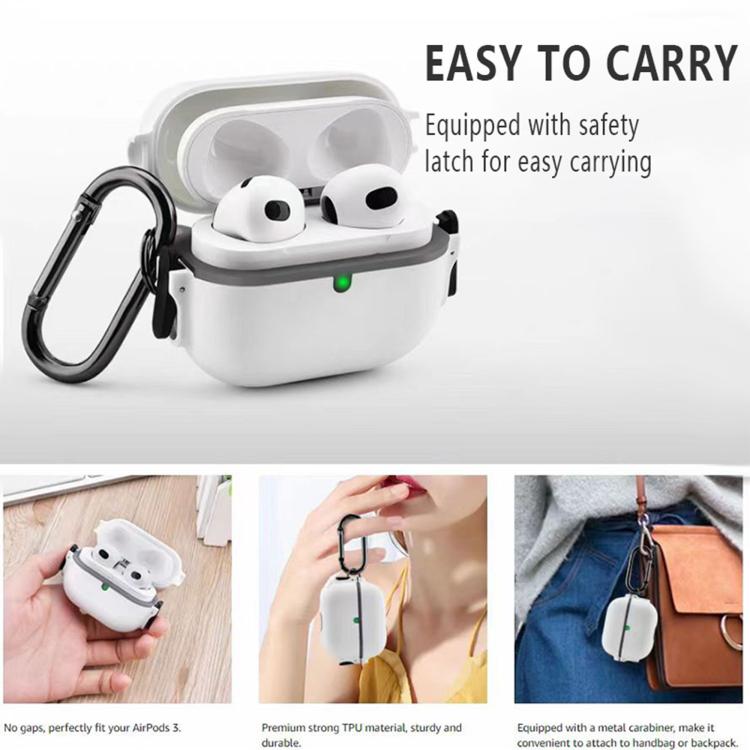For AirPods Pro 2 Bilateral Spring Action Switch PC Earphone Protective Cover with Carabiner