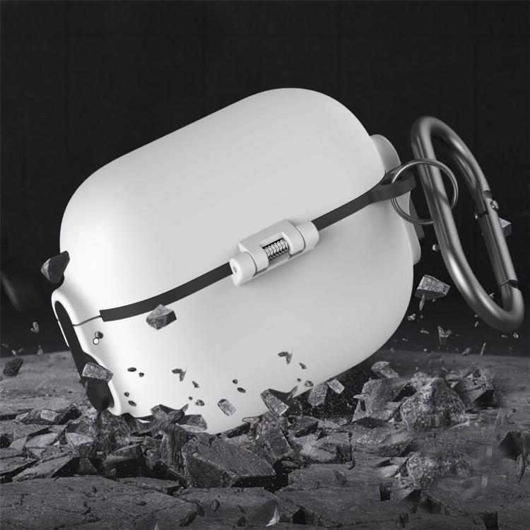For AirPods Pro 2 Bilateral Spring Action Switch PC Earphone Protective Cover with Carabiner