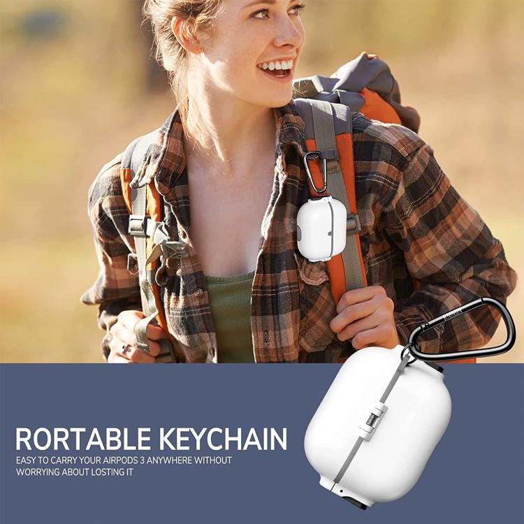 For AirPods Pro 2 Bilateral Spring Action Switch PC Earphone Protective Cover with Carabiner