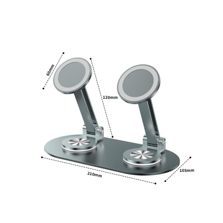 CX-3 360 Degree Rotatable Aluminum Alloy Holder Adjustable Angle Dual Head Magnetic Phone Stand