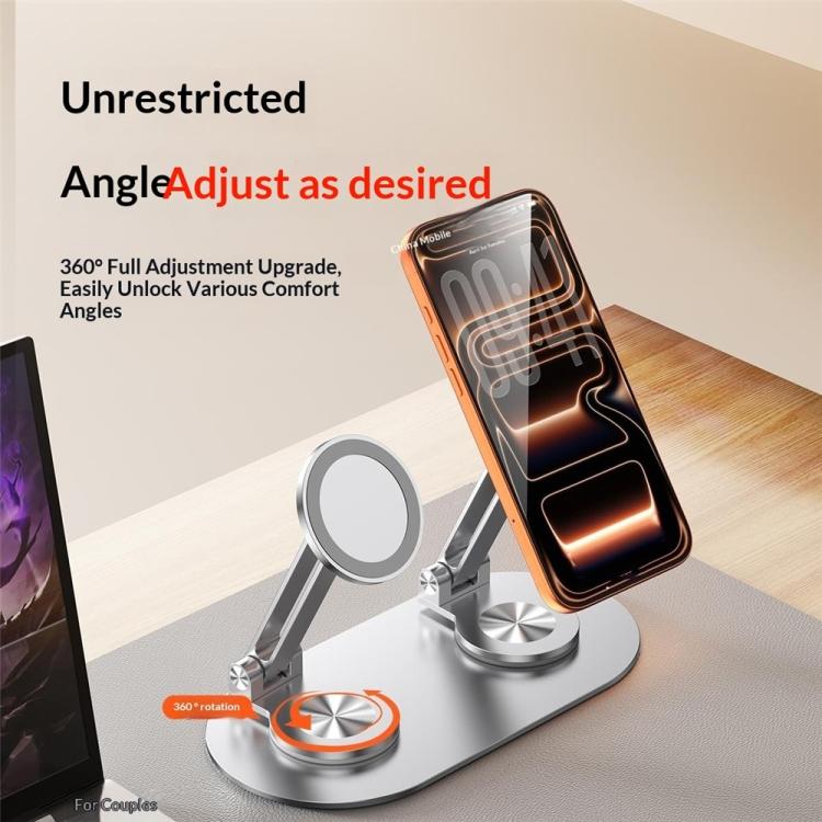 CX-3 360 Degree Rotatable Aluminum Alloy Holder Adjustable Angle Dual Head Magnetic Phone Stand
