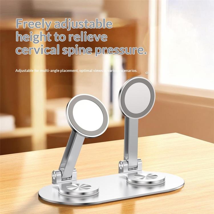CX-3 360 Degree Rotatable Aluminum Alloy Holder Adjustable Angle Dual Head Magnetic Phone Stand