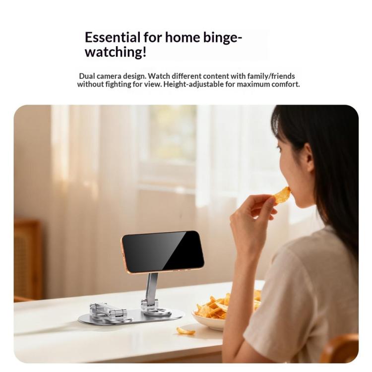 CX-3 360 Degree Rotatable Aluminum Alloy Holder Adjustable Angle Dual Head Magnetic Phone Stand