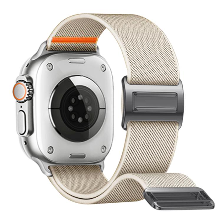 For Apple Watch 46mm / 49mm / 45mm / 44mm Titanium Magnetic Buckle Elastic Nylon Watch Band