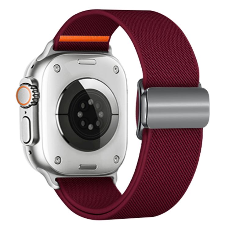 For Apple Watch 46mm / 49mm / 45mm / 44mm Titanium Magnetic Buckle Elastic Nylon Watch Band