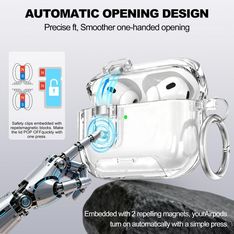 For AirPods Pro 3 Starry Magnetic Buckle Stand TPU Earphone Protective Cover with Finger Ring