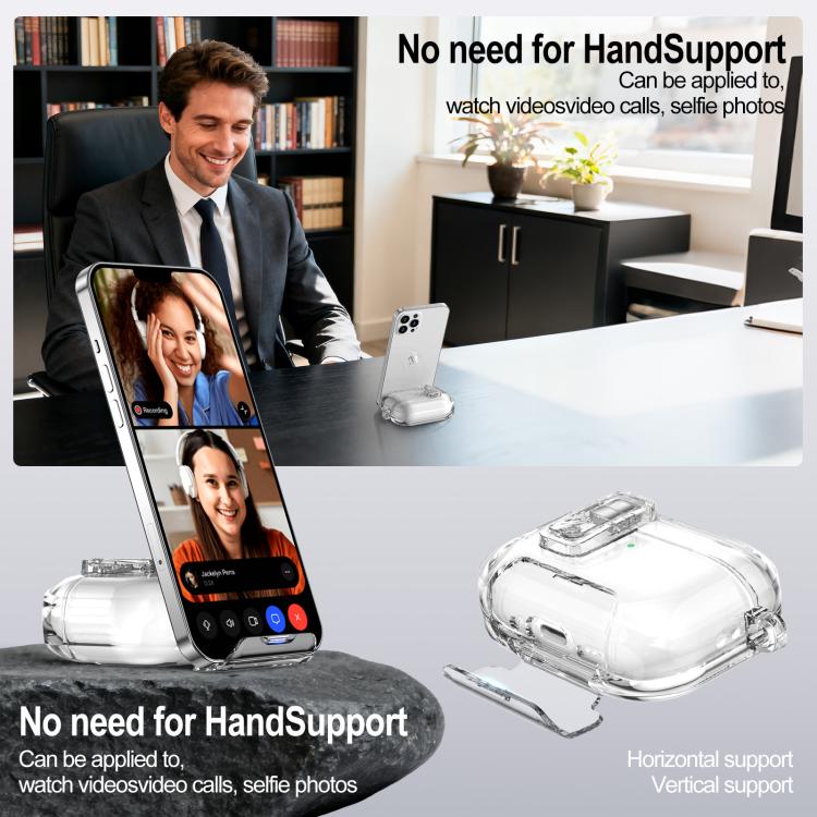 For AirPods Pro 3 Starry Magnetic Buckle Stand TPU Earphone Protective Cover with Finger Ring