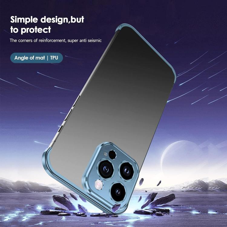 For iPhone 16 Pro Max Ultra-thin Frameless Titanium Alloy Four Corner Shockproof Phone Case
